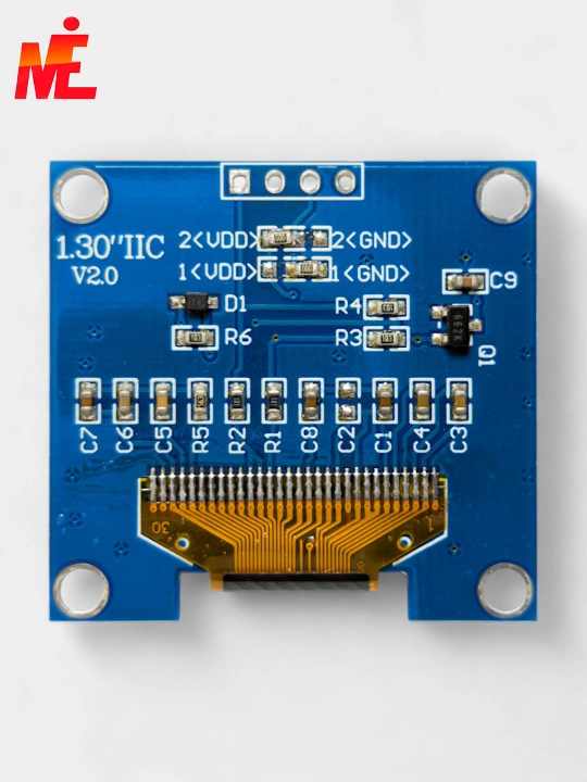 1.3" OLED displey, 128x64 piksel, oq, I2C interfeys – Arduino va ESP uchun