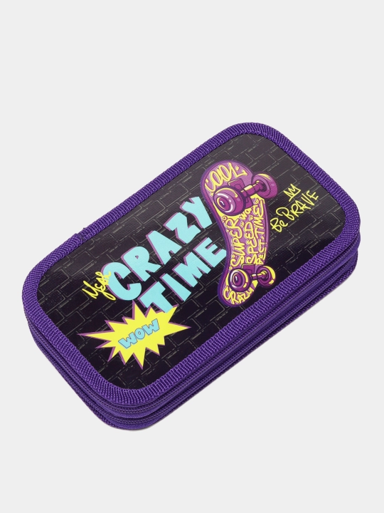 Penal ArtSpace Crazy time, PK2_59971, 2 bo'limli, laminatlangan karton, 190*105 mm