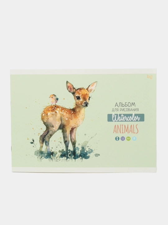 Альбом для рисования 08л., А4, на скрепке BG "Animals"