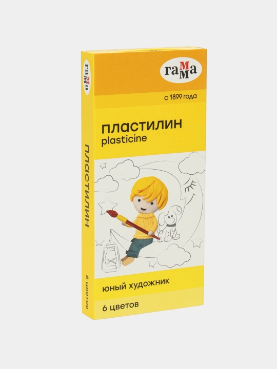 Plastilin Gamma "Yosh rassom," 06 rang, 84g, stek bilan, karton qadoq
