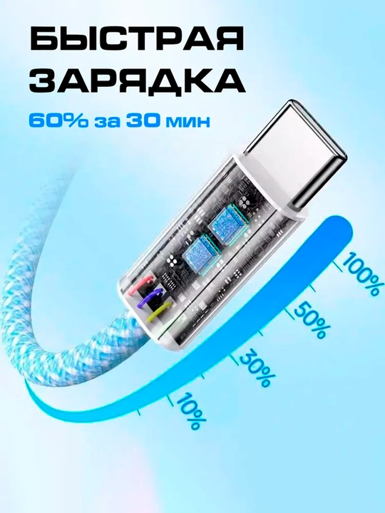 Apple iPhone 15 va Android uchun zaryadlash kabeli, o'ralgan,  Type-c kabeli, 60 W