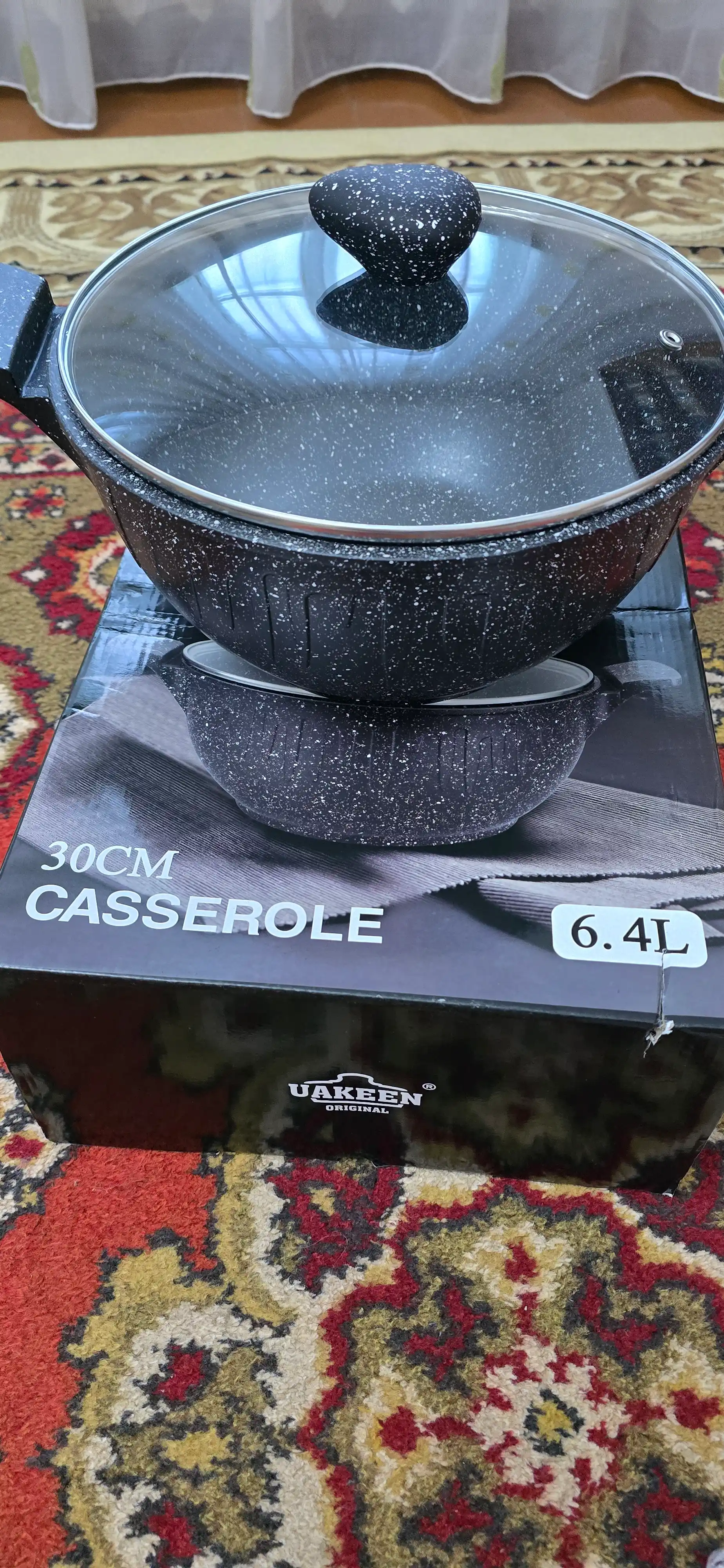 Казан антипригарный с крышкой UAKEEN Casserole, 26/28/30/32/34 см