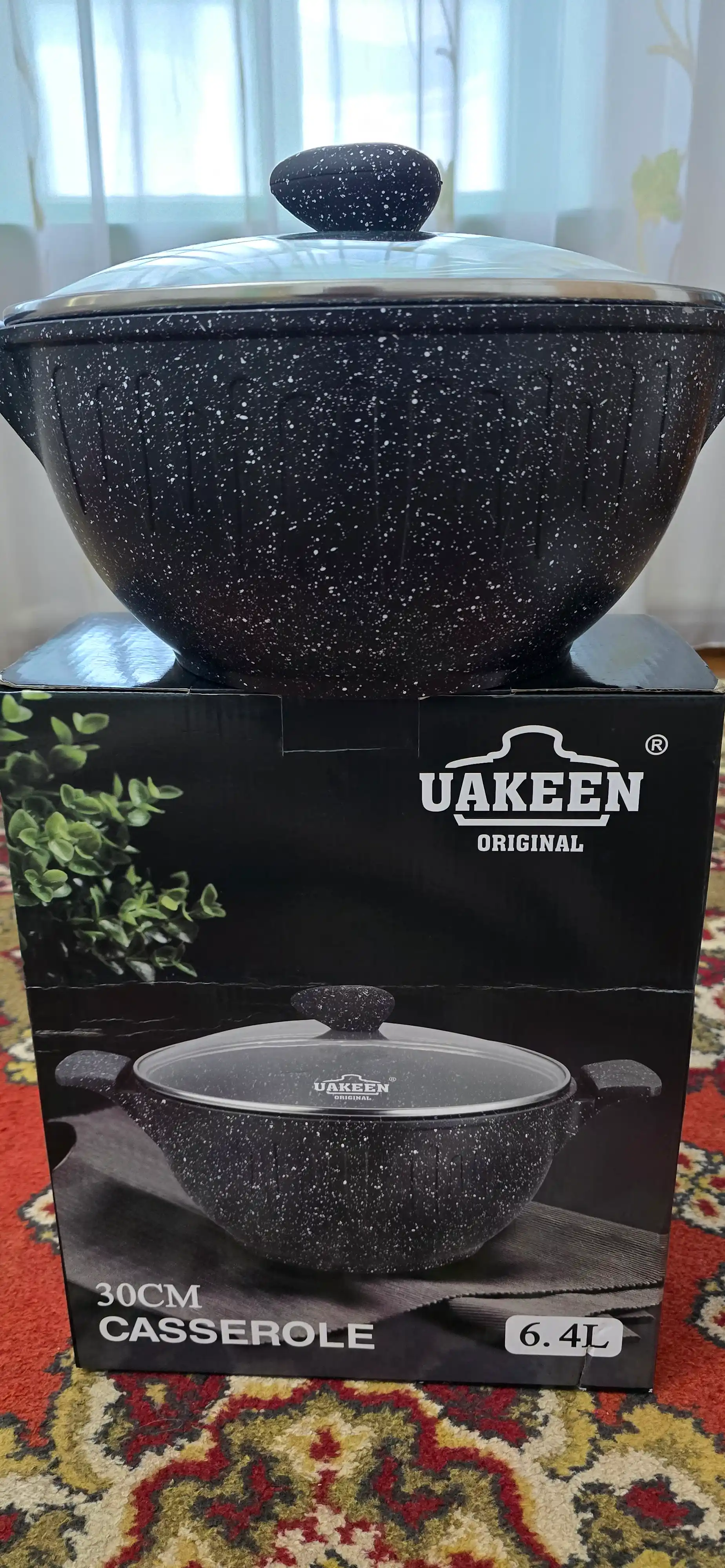 Казан антипригарный с крышкой UAKEEN Casserole, 26/28/30/32/34 см
