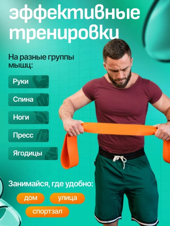 Набор фитнес резинок, 4 шт, эспандер ленточный, для силовых тренировок