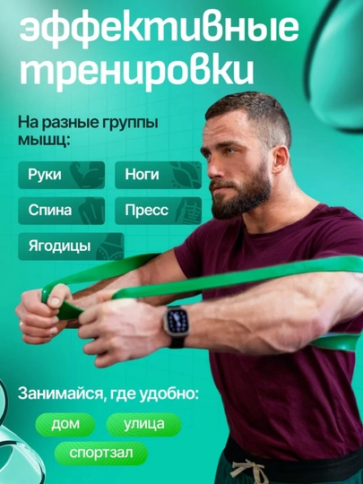 Набор фитнес резинок, 4 шт, эспандер ленточный, для силовых тренировок