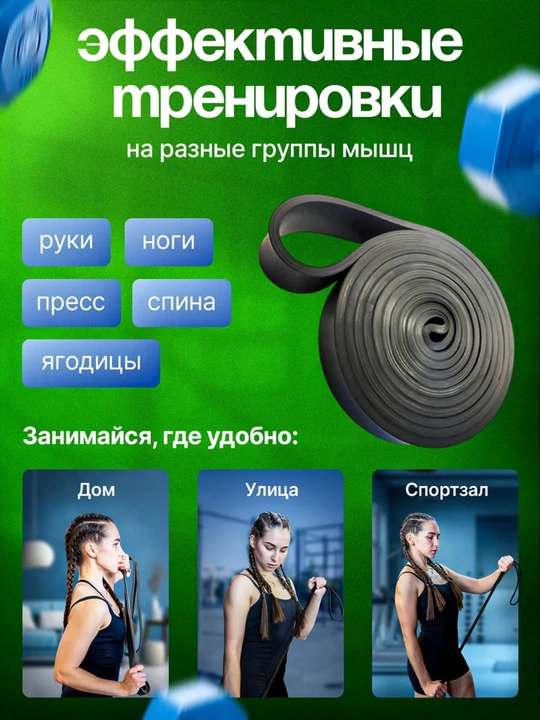 Набор фитнес резинок, 4 шт, эспандер ленточный, для силовых тренировок