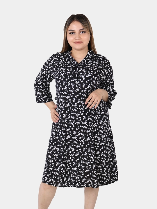 Ayollar uchun yozgi gul naqshli ko‘ylak, paxtali va keng model, AZALY