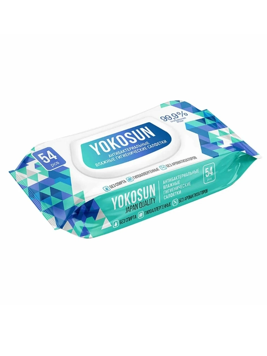 YokoSun antibakterial nam salfetkalar, butun oila uchun, 54/108 dona