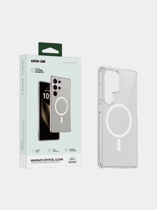 Прозрачный чехол Green Lion Magsafe Crystal Clear для Samsung S24, S25, S26 Plus/Ultra