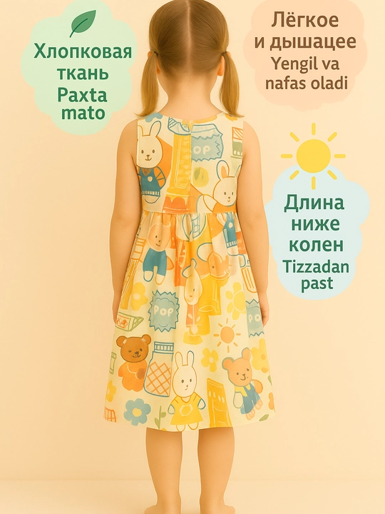 Лёгкое хлопковое платье для девочек с ярким принтом, одежда для девочек, детская одежда