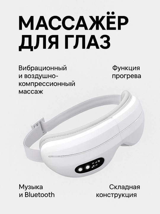 Ko‘z uchun elektr massajyor – isitish, vibratsiya va Bluetooth musiqa bilan