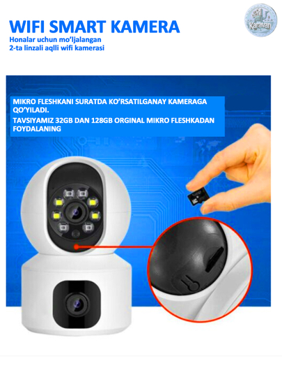 Smart kamera ICSEE Wi-Fi, камера безопасности, с двумя объективами, умная камера