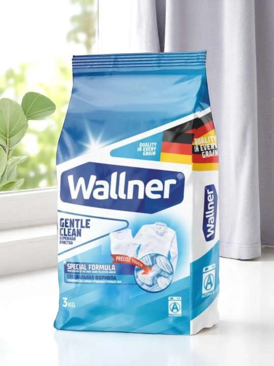 Kir yuvish kukuni Wallner Gentle Clean, 3 kg, oq va rangli kiyimlar uchun