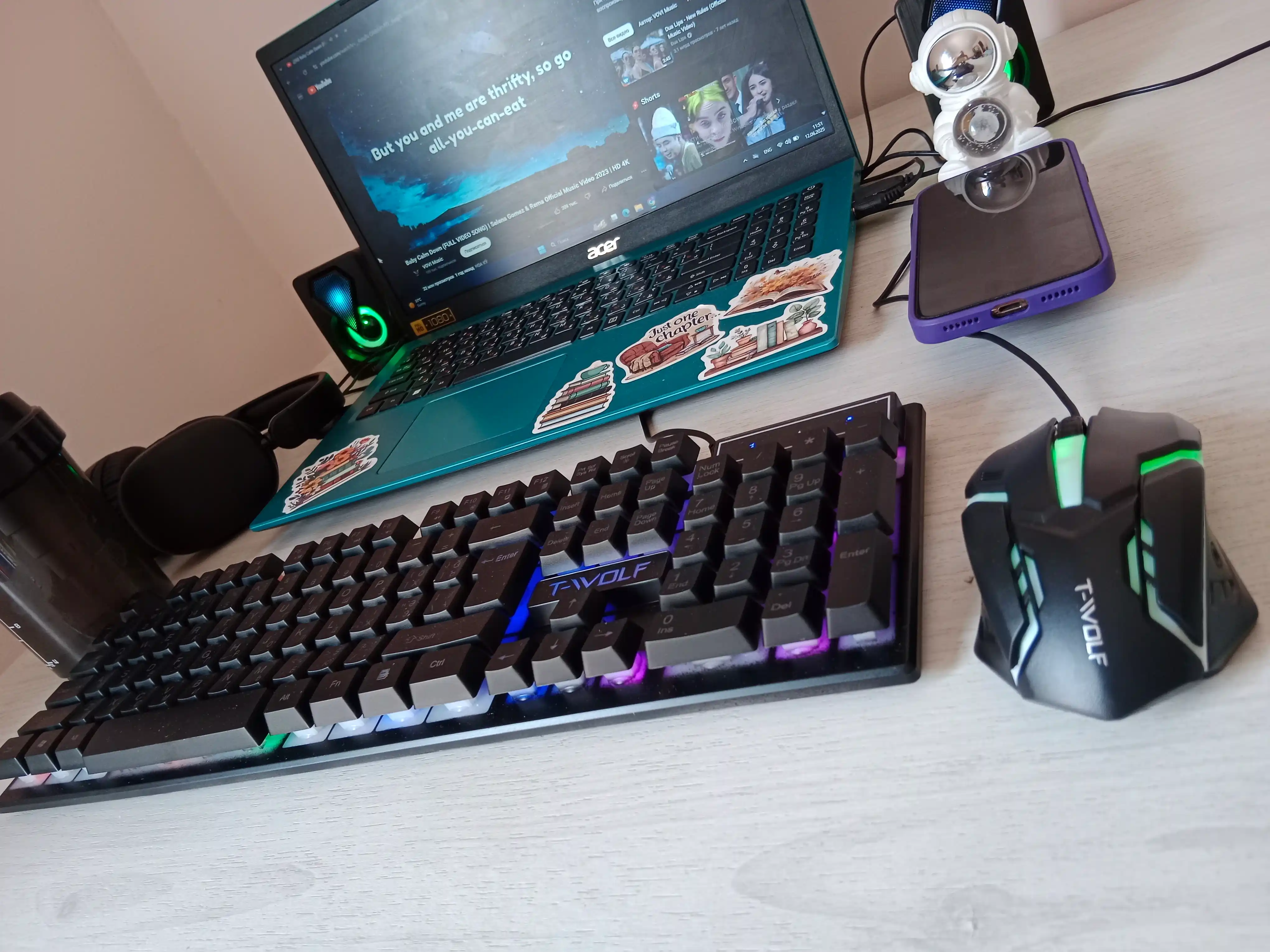 Игровая Клавиатура и мышка T-wolf TF200 c RGB подсветкой