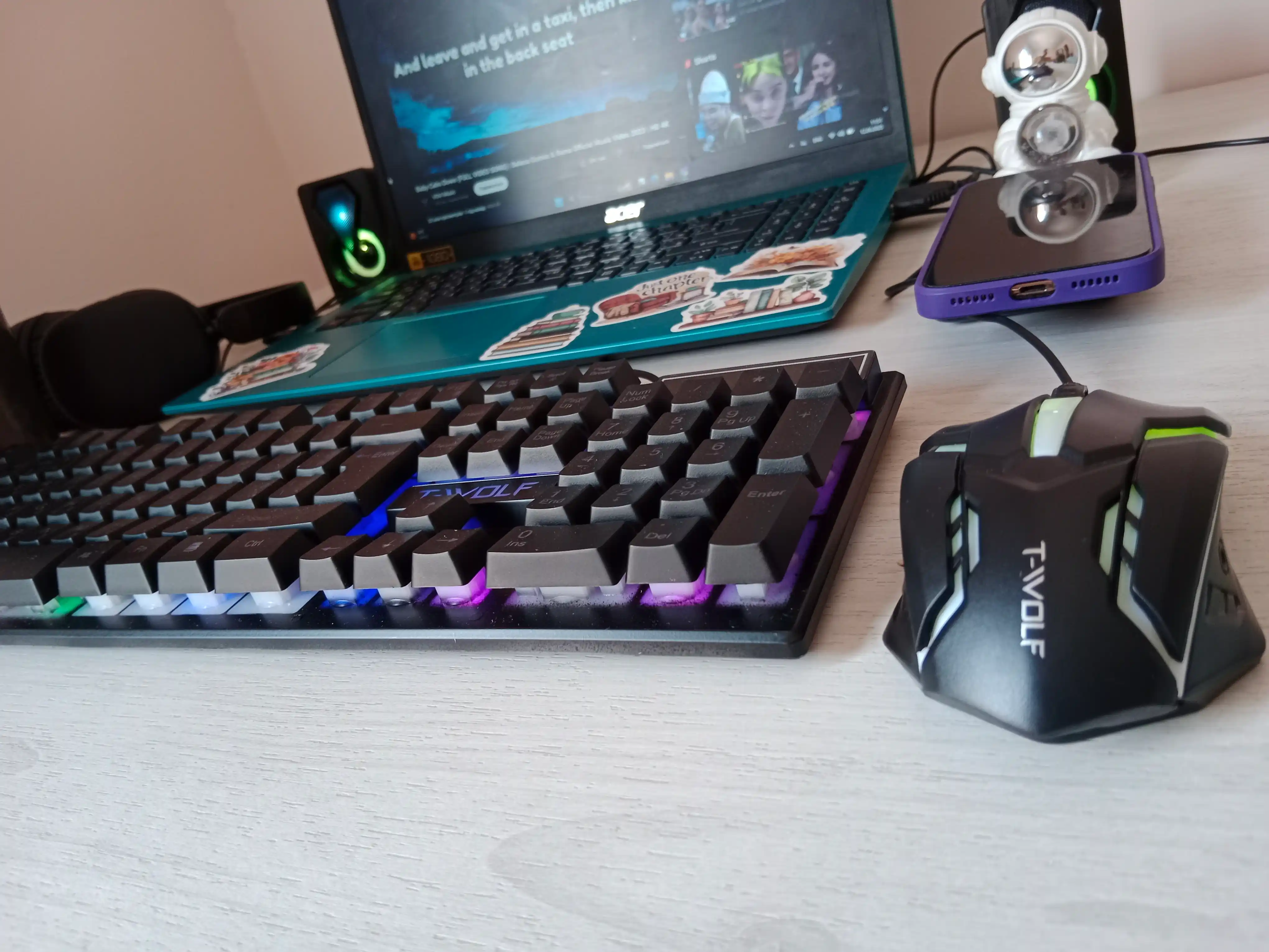 Игровая Клавиатура и мышка T-wolf TF200 c RGB подсветкой