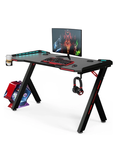 Игровой стол, 120 см, RGB, Y-дизайн, с держателем для чашки и крючком для наушников — UZ00-UZ0011-ЧЕРН