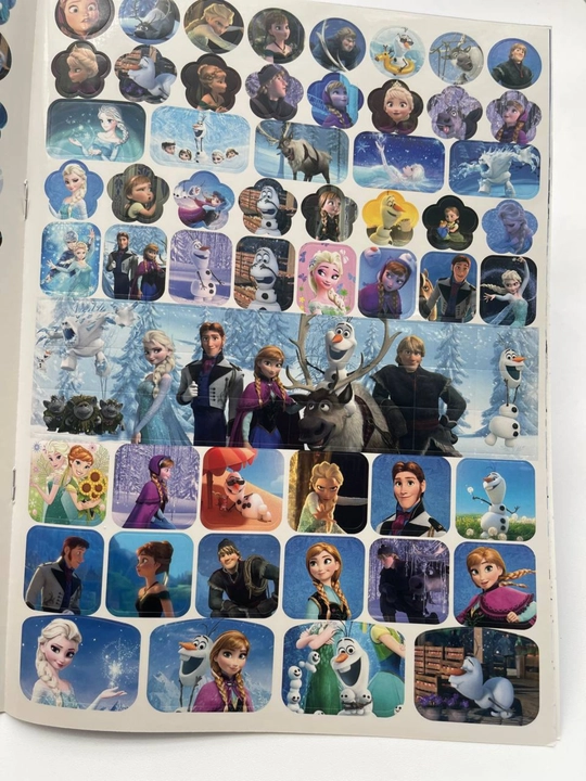 Раскраска для детей, 126 наклеек, A4, 10 листов, единорог, Олаф, Эльза, Барби