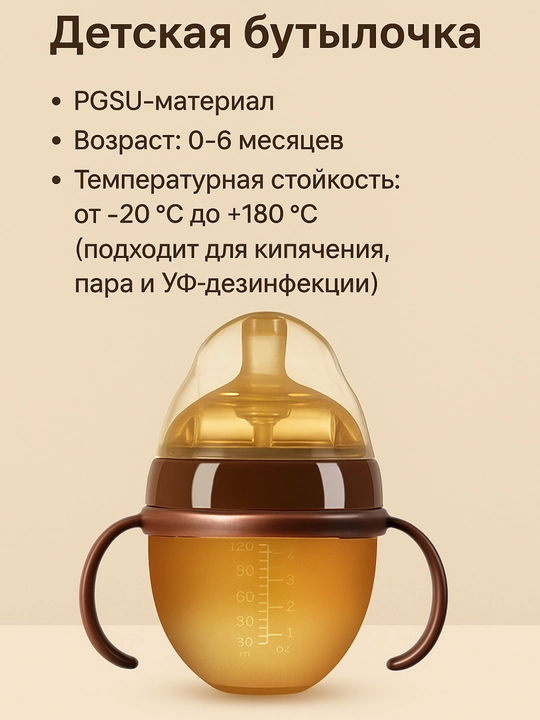 Детская бутылочка для кормления, с ручкой, силиконовая соска 150ML