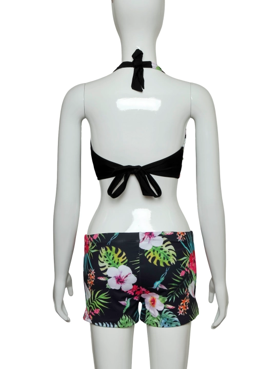 Suzish kiyimi TropicFlr uchlik seti, rangli tropik gul naqshi, XS-XL o‘lchamlar