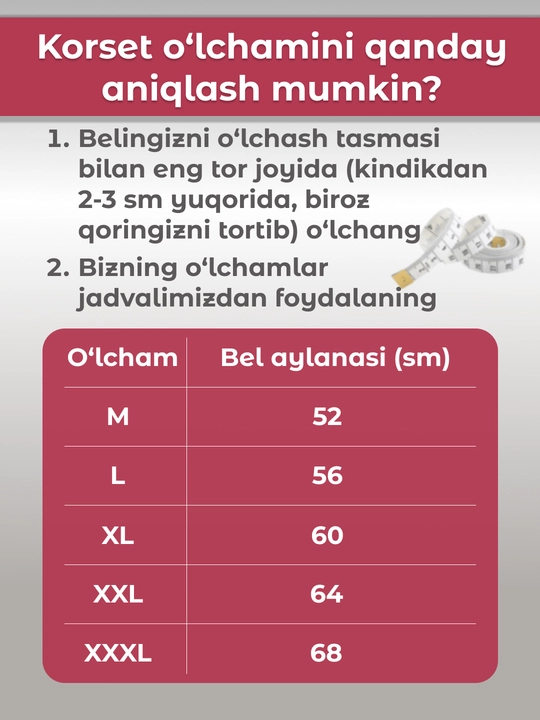 Korset tortuvchi ayollar uchun, qomatni to‘g‘rilovchi