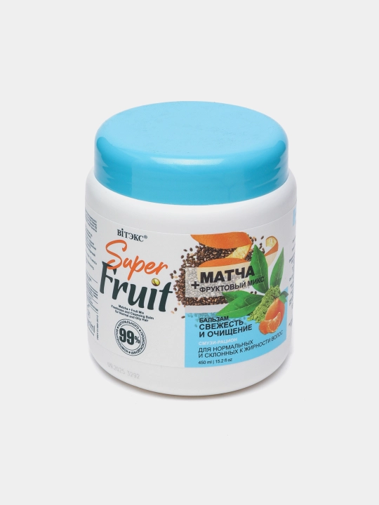 Бальзам для волос Super FRUIT матча+фруктовый микс, свежесть и очищение, 450 мл - 