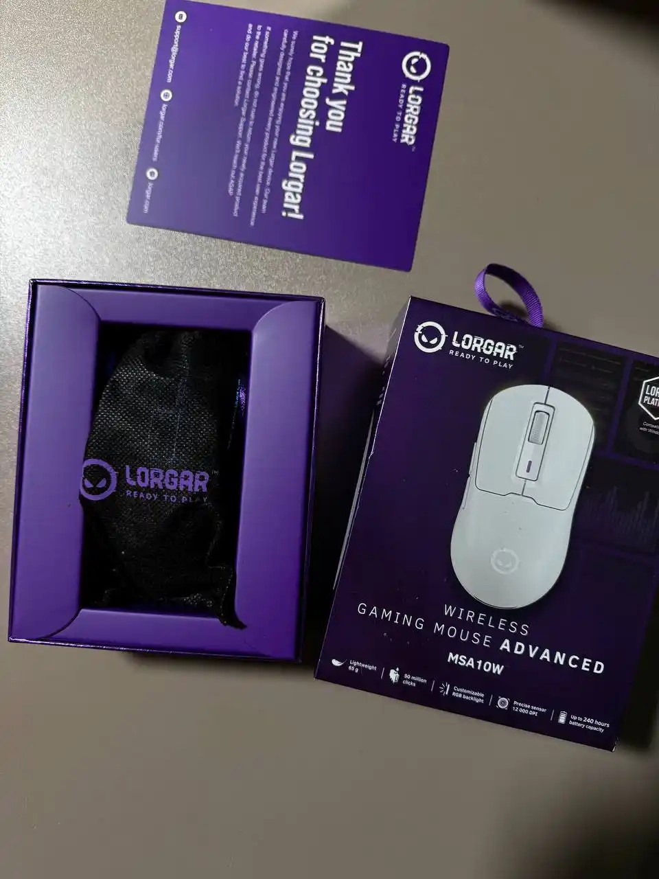 Gaming simsiz sichqoncha Lorgar MSA10W, RGB yoritgich bilan