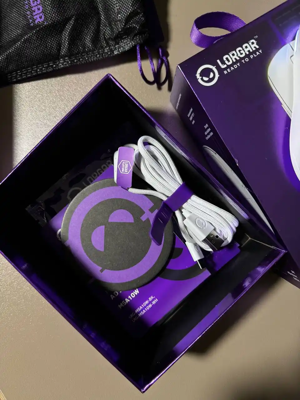 Gaming simsiz sichqoncha Lorgar MSA10W, RGB yoritgich bilan