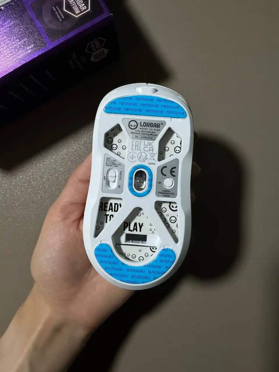 Gaming simsiz sichqoncha Lorgar MSA10W, RGB yoritgich bilan
