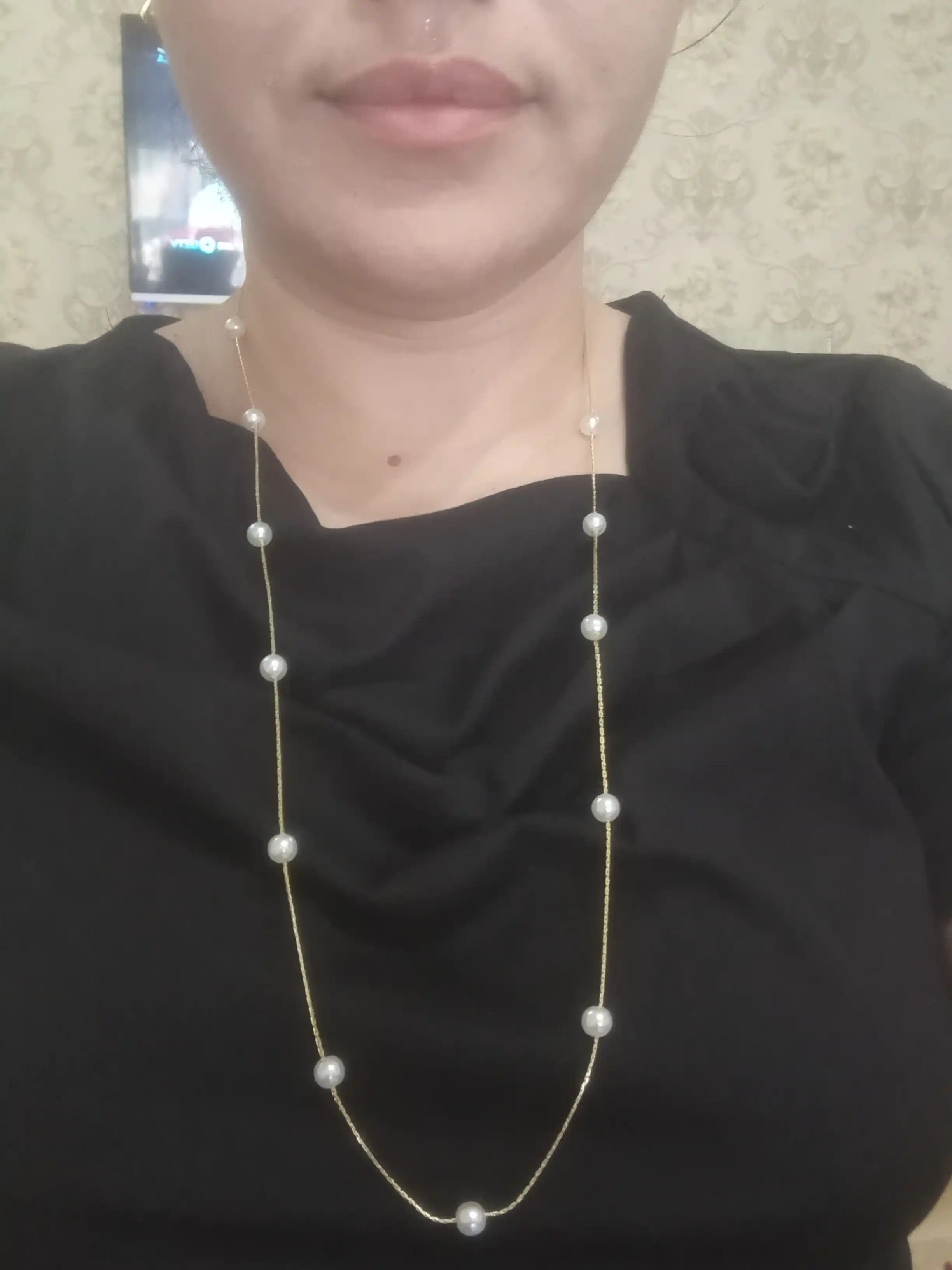Marvarid bilan bo'yin zanjiri, choker, ayollar va qizlar uchun