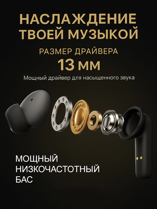 Naushnik T11 ENC simsiz quloqchinlari iPhone va Android uchun, 100 soatgacha ishlash