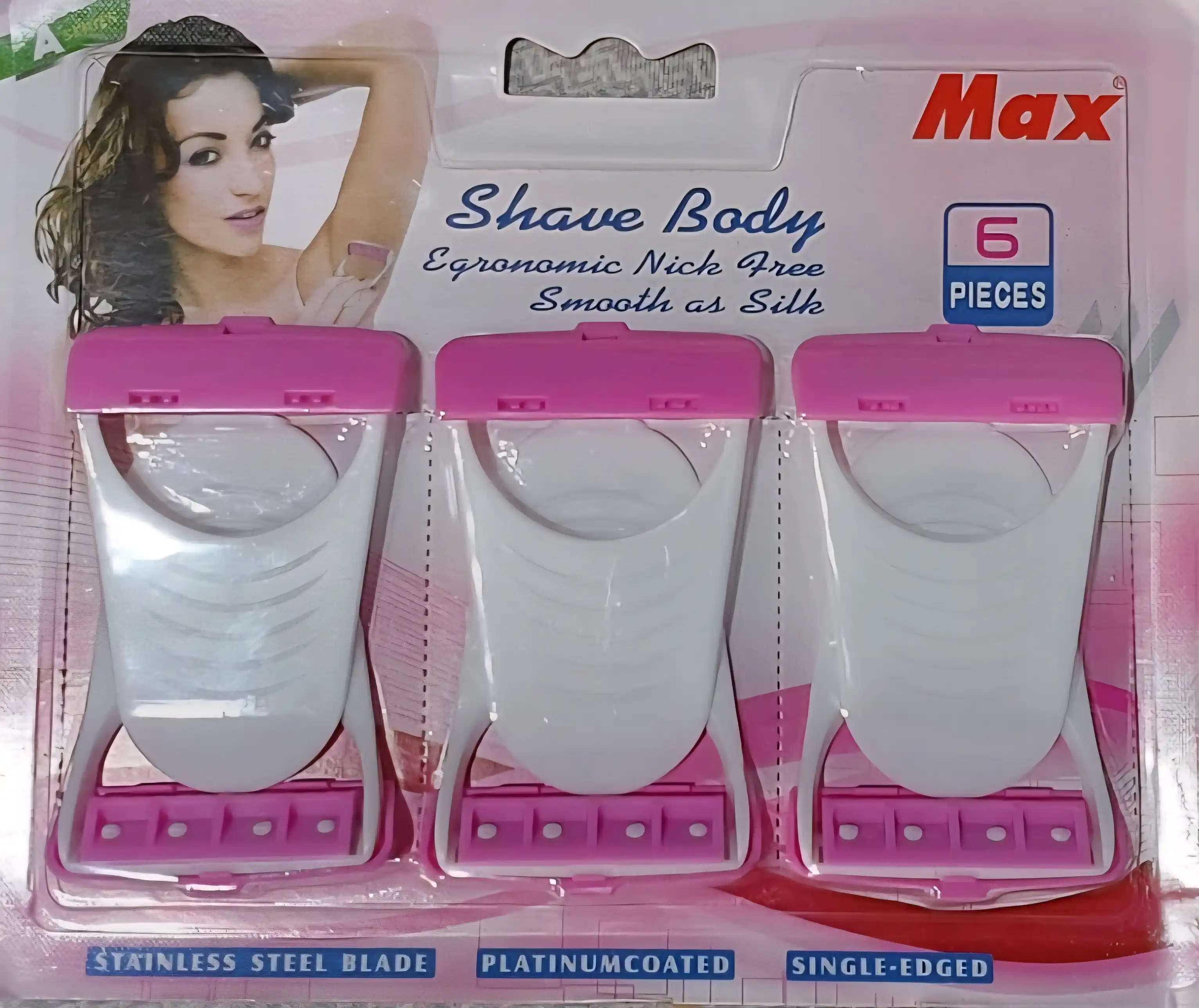 Ayollar uchun xavfsiz gigiyenik ustara MAX, 6 dona