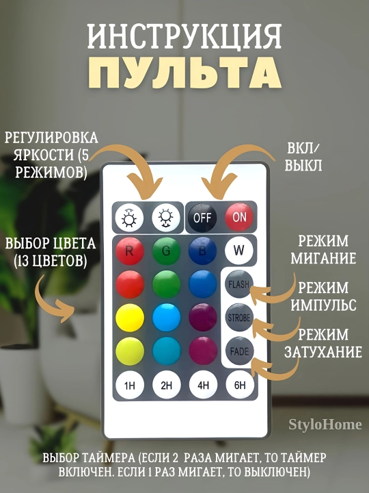 Ночник с эффектом северного сияния, 16 цветов, сенсорное управление, до 5 часов работы