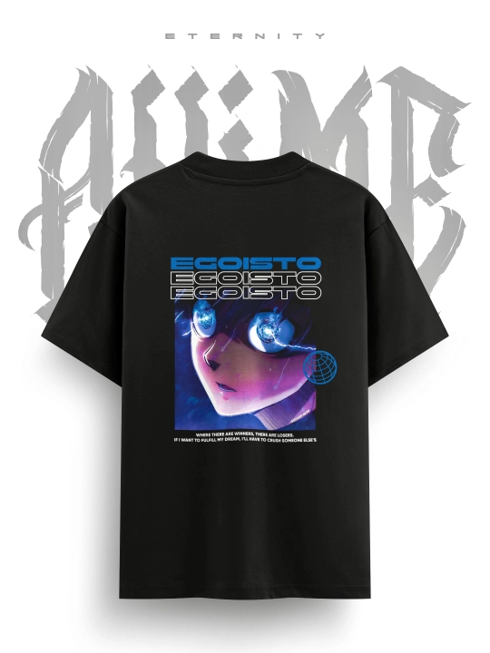 Katta o'lchamli "Eternity" bosma futbolka Uniseks Moviy qamoqxona anime