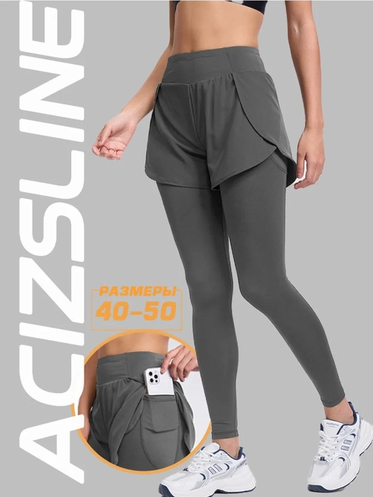 Ayollar uchun legginslar, yoga va sport uchun cho‘ntakli fitnes kiyimlari, 2 ta 1 da - 