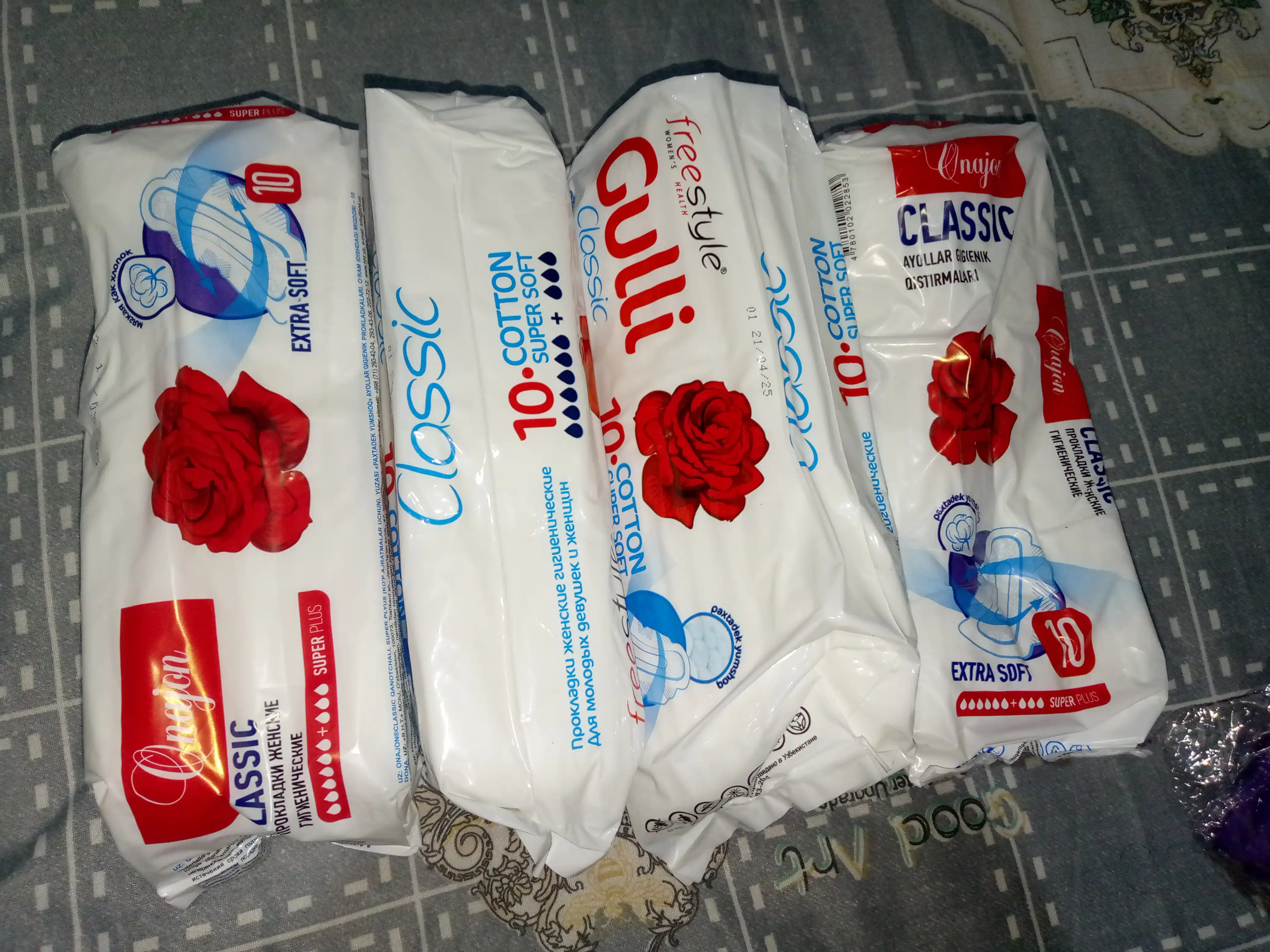 Ayollar uchun prokladkalar, Free Style Gulli Classic, Cotton Super Soft, 10 dona