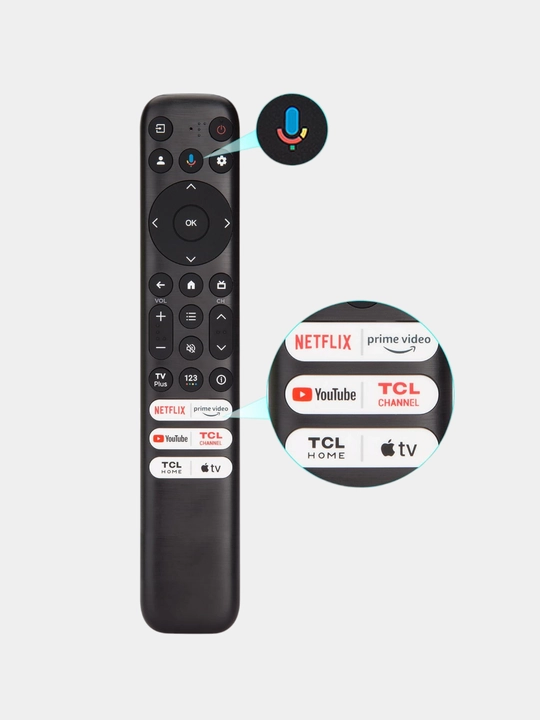 Ovozli bilan boshqarish pulti TCL QM8 QM7/S5/S4/S3/Q7/Q6/Q5 UHD HDR LED QLED QD-Mini LED - 