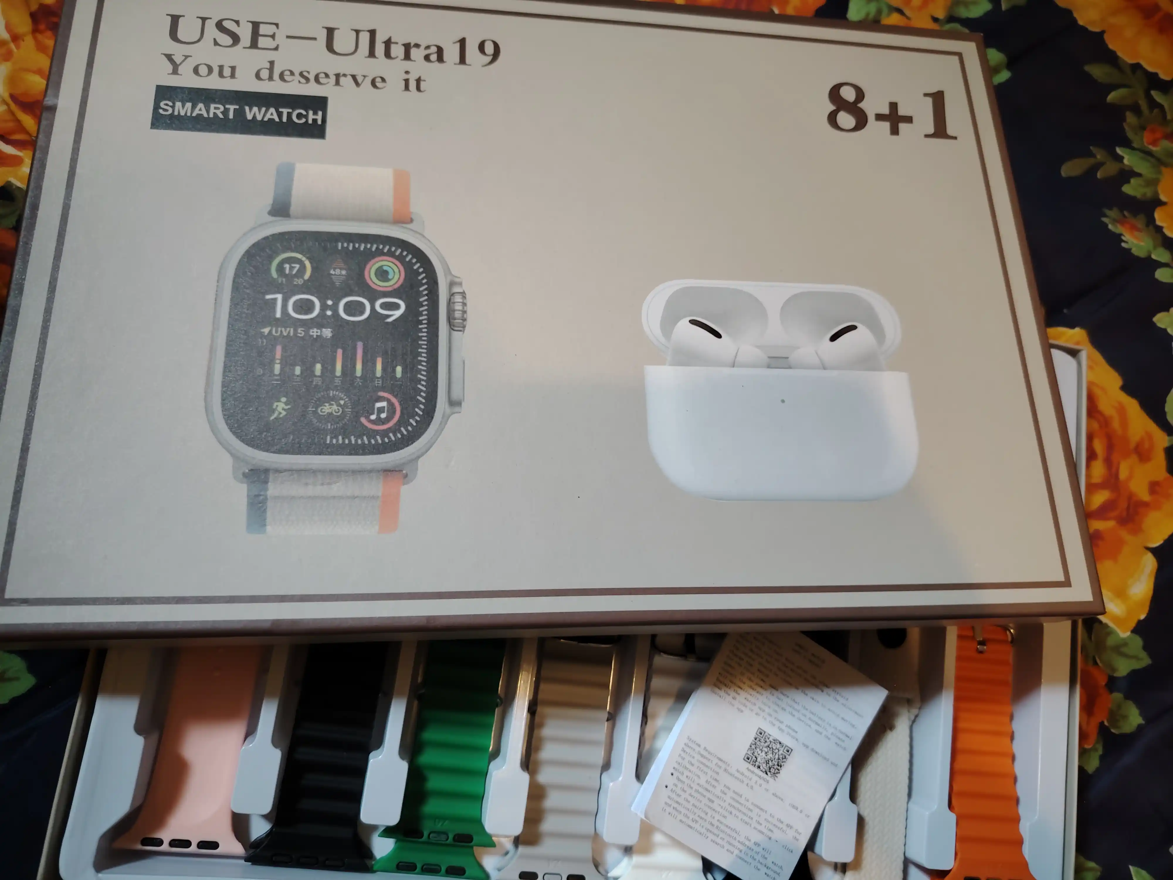 Умные часы, Smart Watch Ultra и наушники iPods pro, с 8 ремешками, подарочный набор 10 в 1