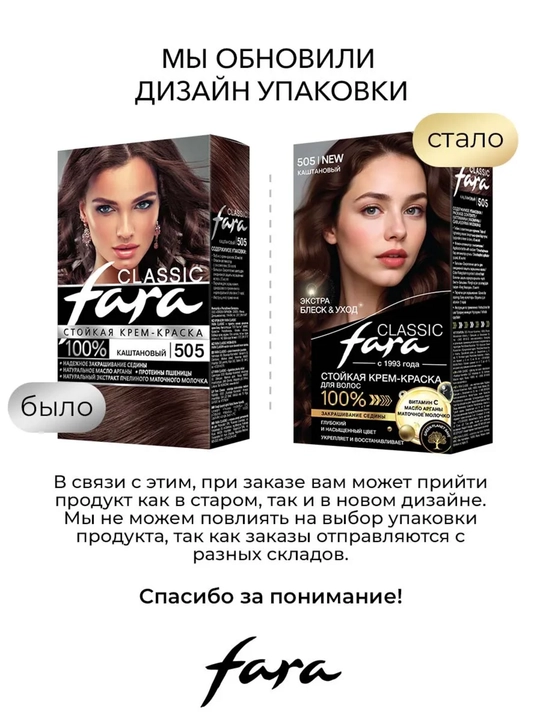 Краска для волос Fara Classic, тон 505 Каштан