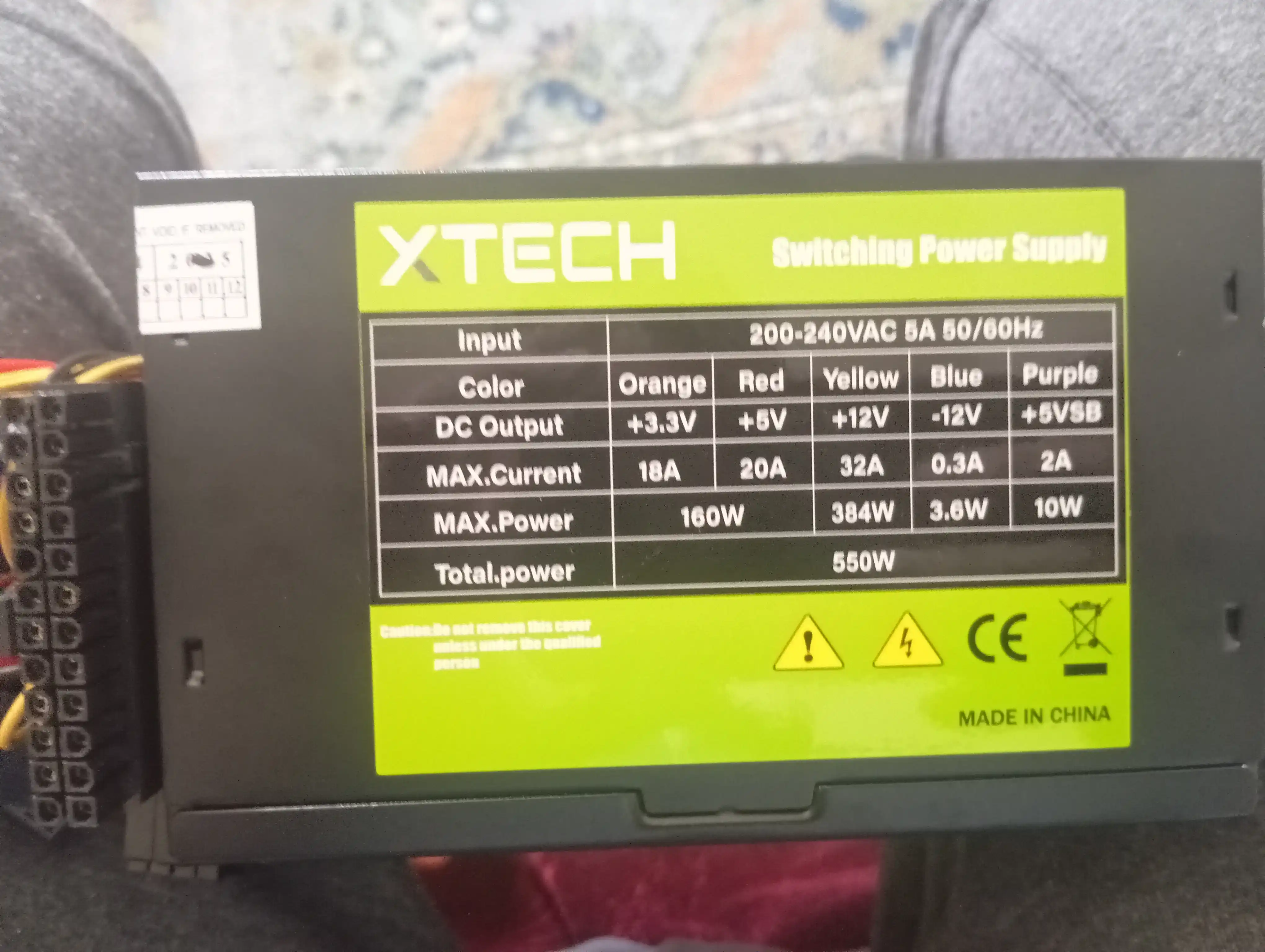 Блок питания XTECH 550 W, кабель питания в подарок