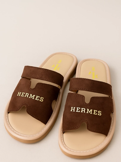 Женские и девичьи тапочки HERMESS, домашние тапочка — NYBIV-JENSKIT-ШОКОЛ-39
