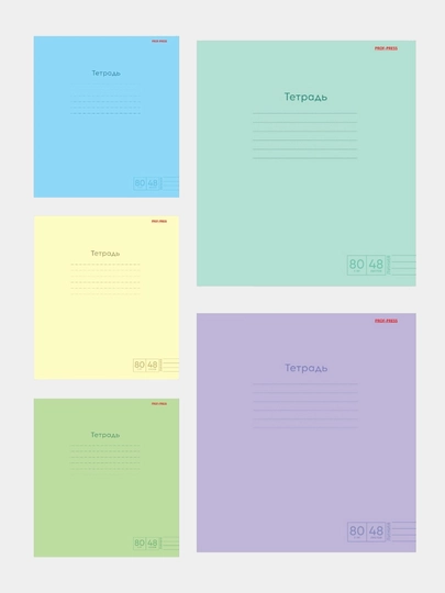 Тетрадь А5, 48 листов, клетка, "PASTEL МИКС" 5 шт — GORFAM-GRHF78