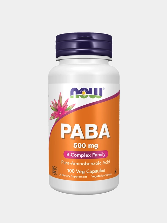Now Foods, ПАБА (PABA) 500 мг, 100 капсул, Халяль