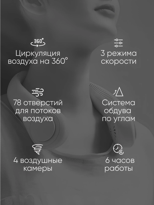 Вентилятор на шею, мини вентилятор с охлаждением, беспроводной, портативный
