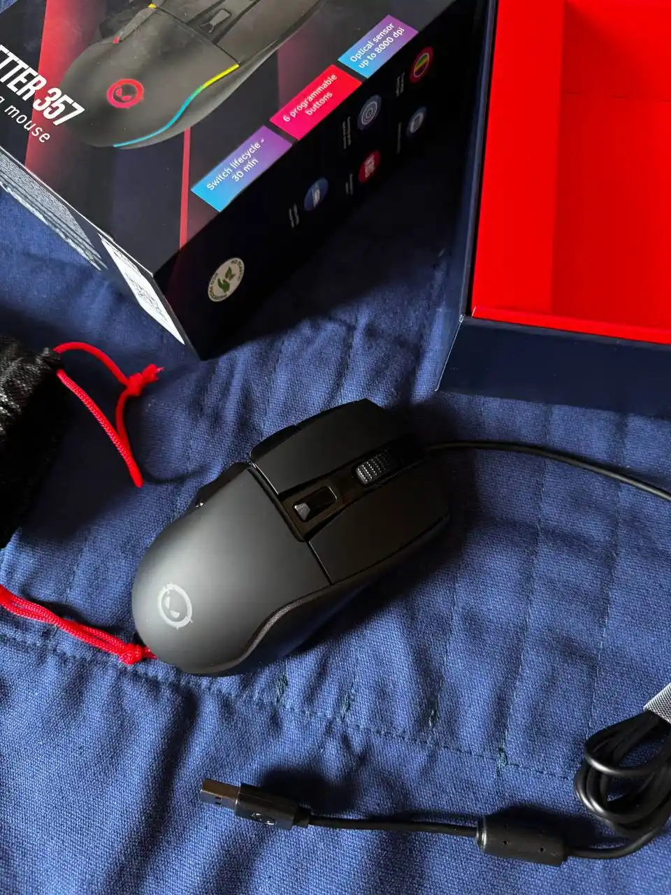 Gaming sichqoncha simli Lorgar Jetter 357, RGB yoritgich bilan