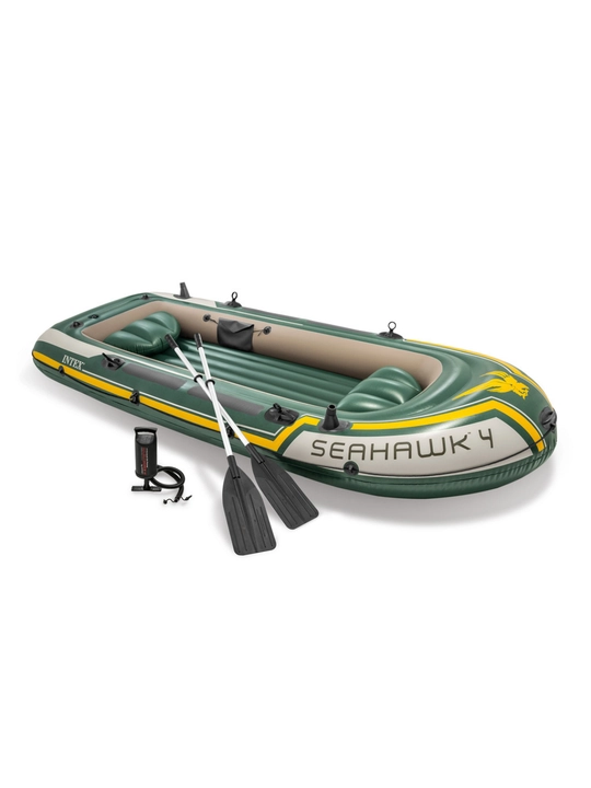 Intex 68351 надувная лодка "Seahawk4" 351х145х48 см, вёсла 137 см, насос 68614, до 480 кг - 