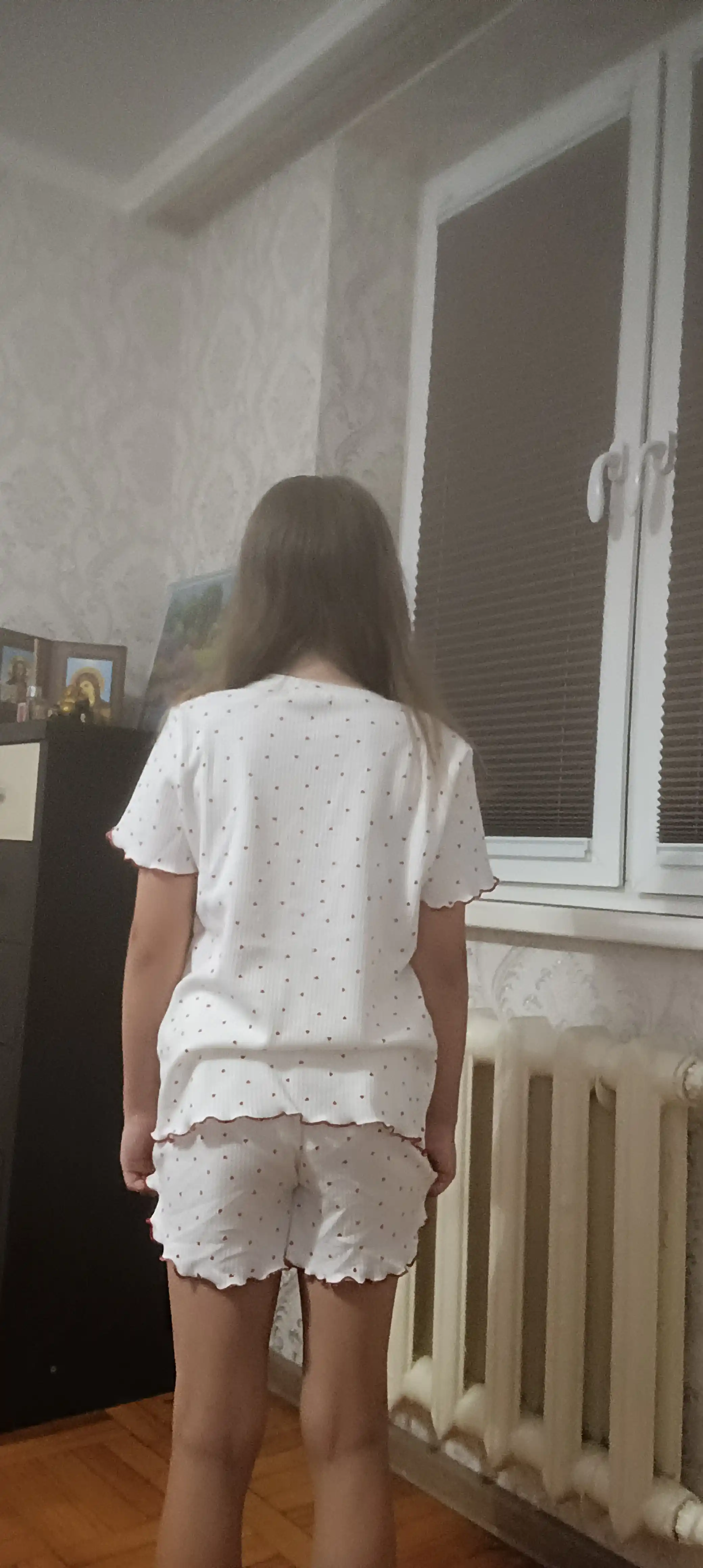 Пижама с шортами, с сердечками