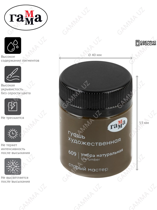 Badiiy guash Gamma "Eski usta", tabiiy umbra, 40 ml, 12112040609