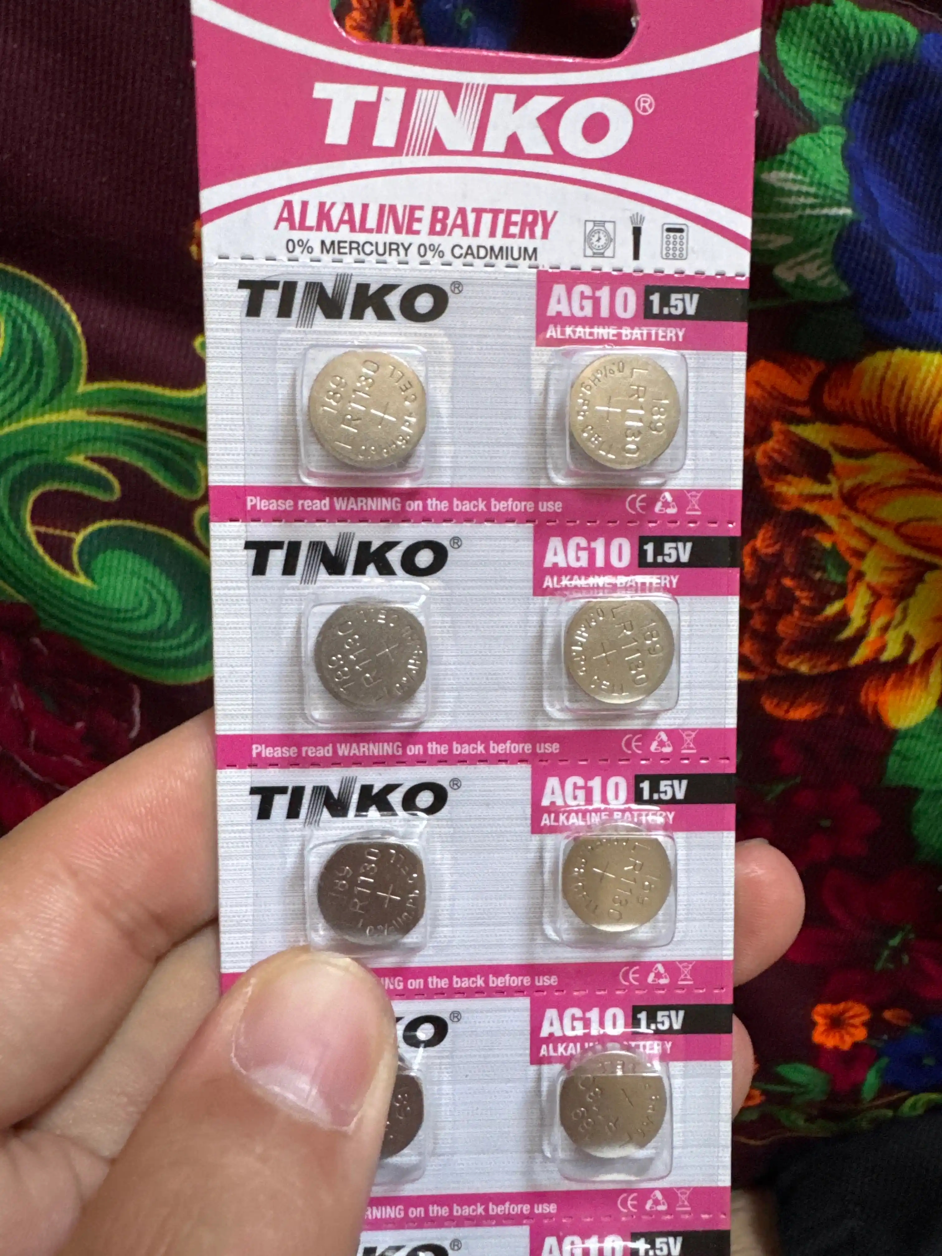 Tugmali batareya markasi Tinko AG 10 189, LR1130, 1.5v 10 dona