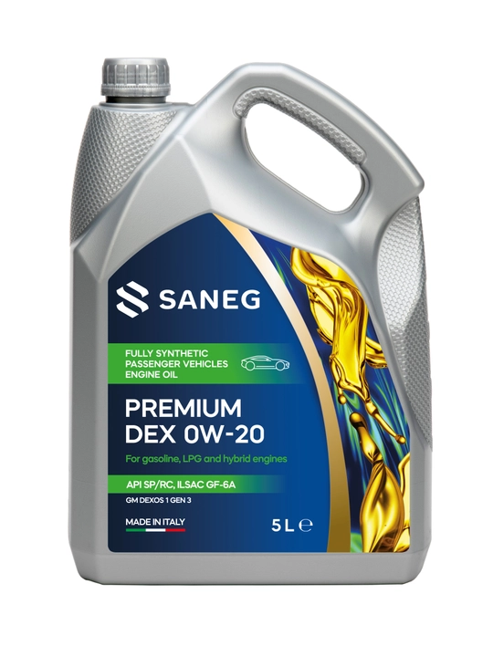 Синтетическое моторное масло SANEG Premium DEX 0W-20 API SP-RC, ILSAC GF-6A, 5 л - 