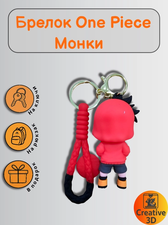 Брелок Луффи One Piece — силиконовая фигурка, аниме-аксессуар, подарок фанату